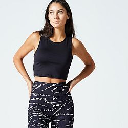 DOMYOS Dámsky crop top na kardio fitnes čierny L
