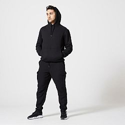 DOMYOS Pánska mikina s kapucňou 520 čierna 2XL