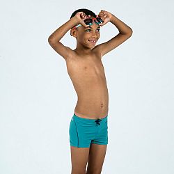 NABAIJI Chlapčenské boxerkové plavky 100 Plus tyrkysové modrá 7-8 r (123-130 cm)