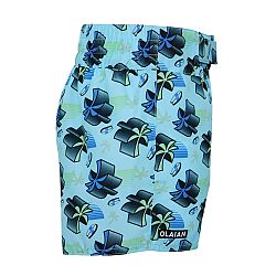 OLAIAN Chlapčenské plážové šortky 150 Palmitos modré 4-5 r (103-112 cm)