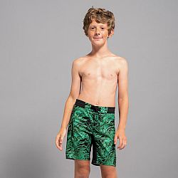 OLAIAN Chlapčenské plážové šortky 550 Map čierno-zelené čierna 10-11 r (141-150 cm)