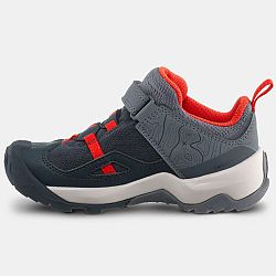 QUECHUA Detská turistická obuv Crossrock na suchý zips od 24 do 34 sivo-červená šedá 25