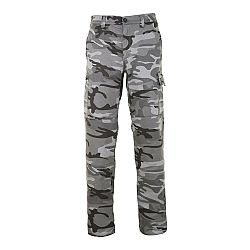 SOLOGNAC Odolné kapsáčové nohavice Steppe 300 maskáčové Woodland čierne šedá L