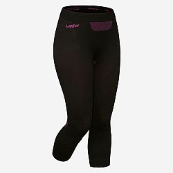 WEDZE Dámske lyžiarske spodné nohavice BL580 I-Soft bezšvové čierno-fialové čierna L