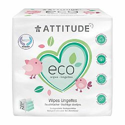 3x ATTITUDE vlhčené obrúsky bez vône 72 ks