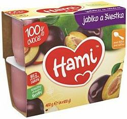 HAMI 100% ovocia slivka a jablko 4 x 100g