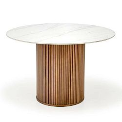 Sconto Jedálenský stôl BRENU biely mramor/orech