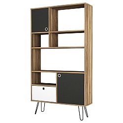 Sconto Knižnica KARAMEL orech/biela/čierna