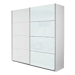 Sconto Šatníková skriňa VIOLET biela/čierne sklo