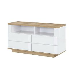 Sconto TV stolík DORIAN dub riviera/biela lesklá