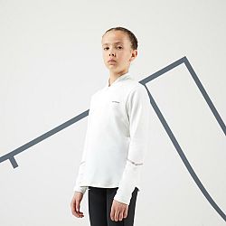 ARTENGO Dievčenské tenisové termotričko s dlhým rukávom 1/2 zips biele 8-9 r (131-140 cm)