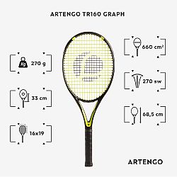 ARTENGO Tenisová raketa TR160 Graph čierna GRIP 0
