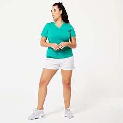 DOMYOS Dámske tričko na fitnes 500 s výstrihom do V zelené zelená XL