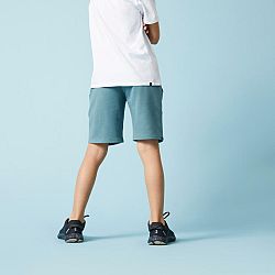 DOMYOS Detské bavlnené šortky na cvičenie kaki zelená 5-6 r (113-122 cm)
