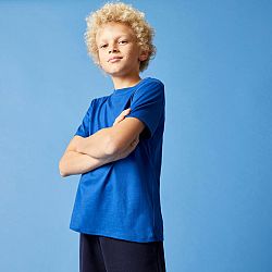 DOMYOS Detské bavlnené tričko unisex modré 14-15 r (161-172 cm)