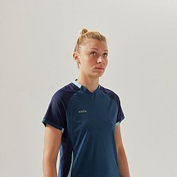 KIPSTA Dámsky futbalový dres s krátkym rukávom rovný strih modrý L