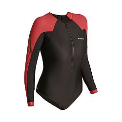 NABAIJI Dámske plavky Kamy Long jednodielne dlhý rukáv čierno-červené čierna L-XL