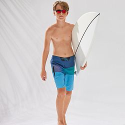 OLAIAN Chlapčenské plážové šortky 900 modré tyrkysová 8-9 r (131-140 cm)