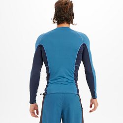 OLAIAN Pánske tričko 500 s ochranou proti UV na surfovanie dlhý rukáv Stripy Petrol modrá S