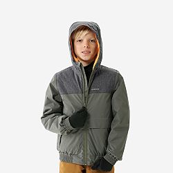 QUECHUA Detská zimná turistická bunda SH100 X-Warm do -3,5 °C nepremokavá 7-15 rokov khaki 7-8 r 123-130 cm