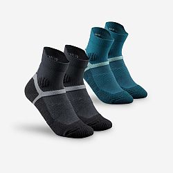 QUECHUA Detské polovysoké ponožky na turistiku MH500 modré a sivé 2 páry šedá 27-30