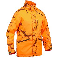 SOLOGNAC Pánska poľovnícka bunda Supertrack 500 nepremokavá odolná oranžová reflexná oranžová 3XL