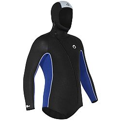 SUBEA Pánska potápačská neoprénová bunda s kapucňou SCD 5,5 mm čierno-modrá čierna XL