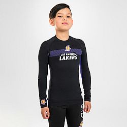 TARMAK Detské spodné tričko NBA Lakers s dlhým rukávom čierne 8-9 r (131-140 cm)