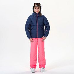 WEDZE Detská veľmi hrejivá a nepremokavá lyžiarska prešívaná bunda 180 Warm tmavomodrá 6 rokov