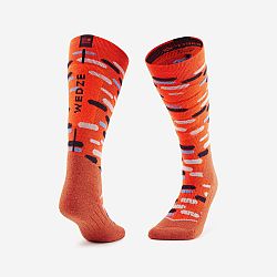 WEDZE Detské lyžiarske ponožky 100 oranžové červená 27-30